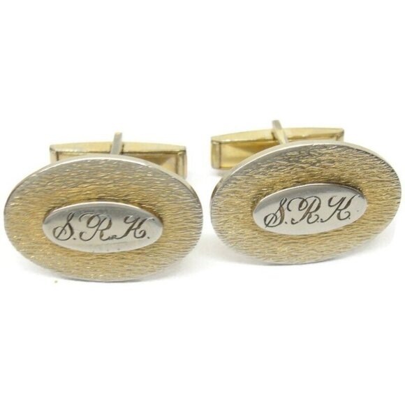 Vintage Gold 1/20 12KGF Monogrammed "SRK" Cufflinks - Picture 11 of 13